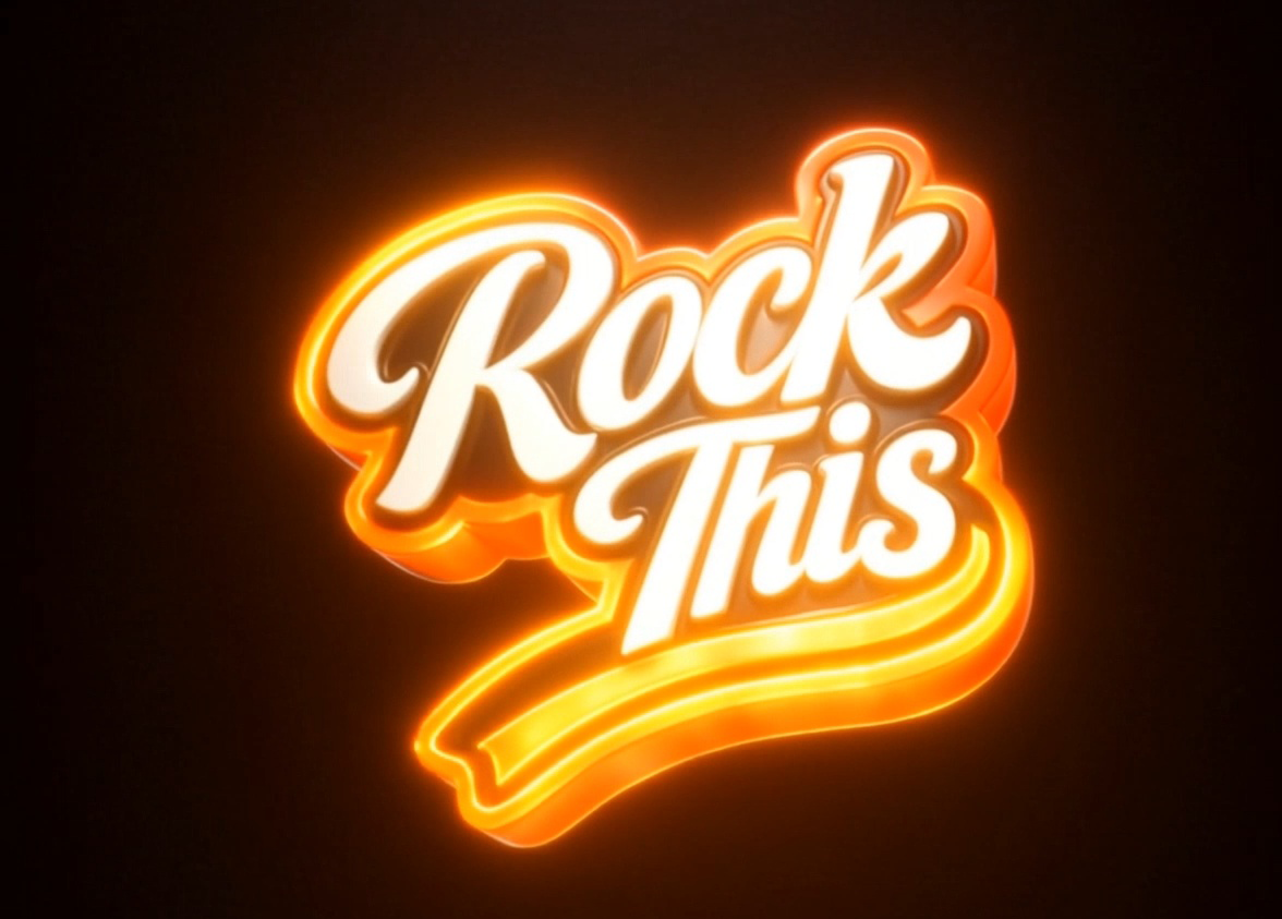 Rock This 3D rendered special effects logo emitting light and heat